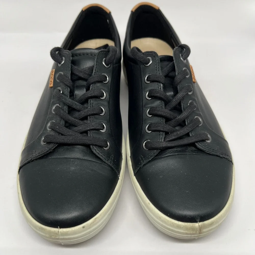 ECCO Soft 7 Womens Black Leather Shoes Sneakers EU 40 Womens US 9-9.5 walking